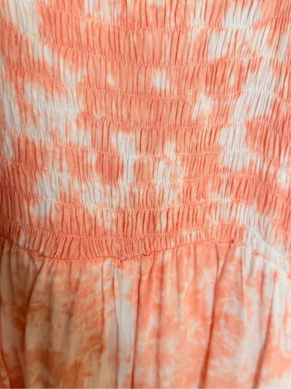 Tiare Hawaii Orange White Tie Dye Lace Up Ruffle Mini Dress One Size - Picture 3 of 5
